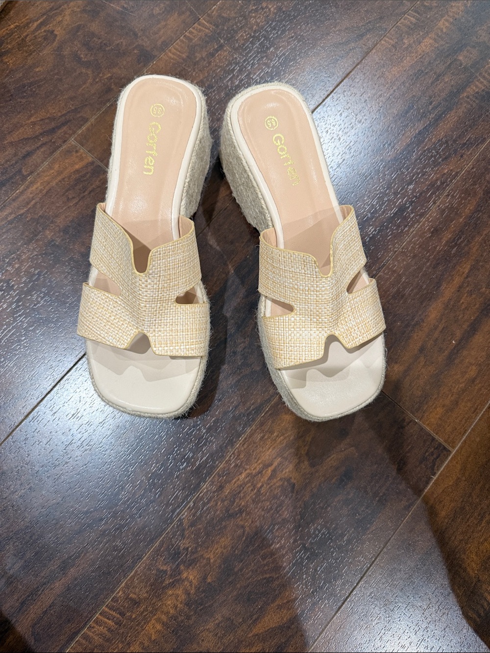Beige Wedge Slide Sandals - Neutral Summer Style